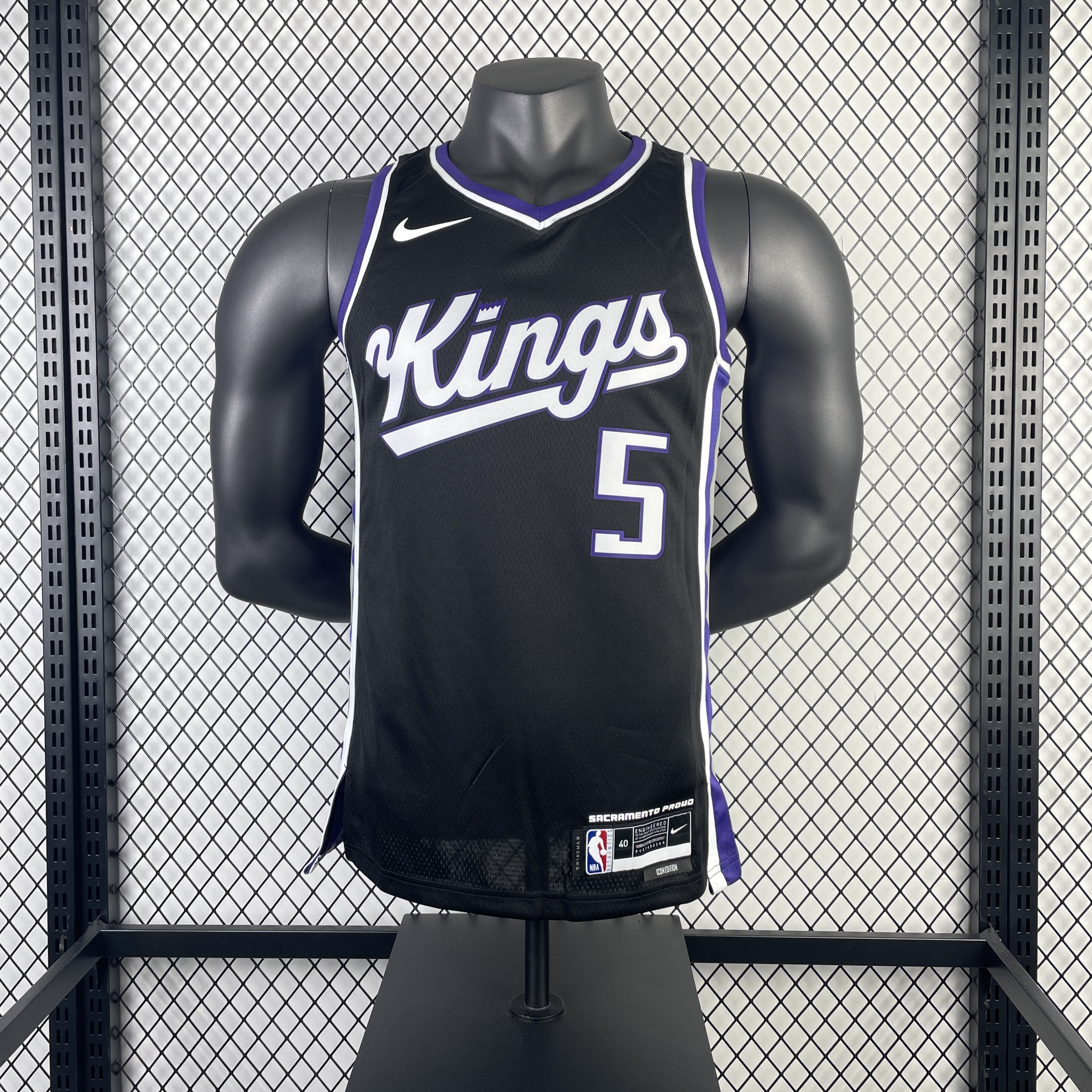 Men Sacramento Kings #5 Fox black NBA 2023 24 Season Jerseys